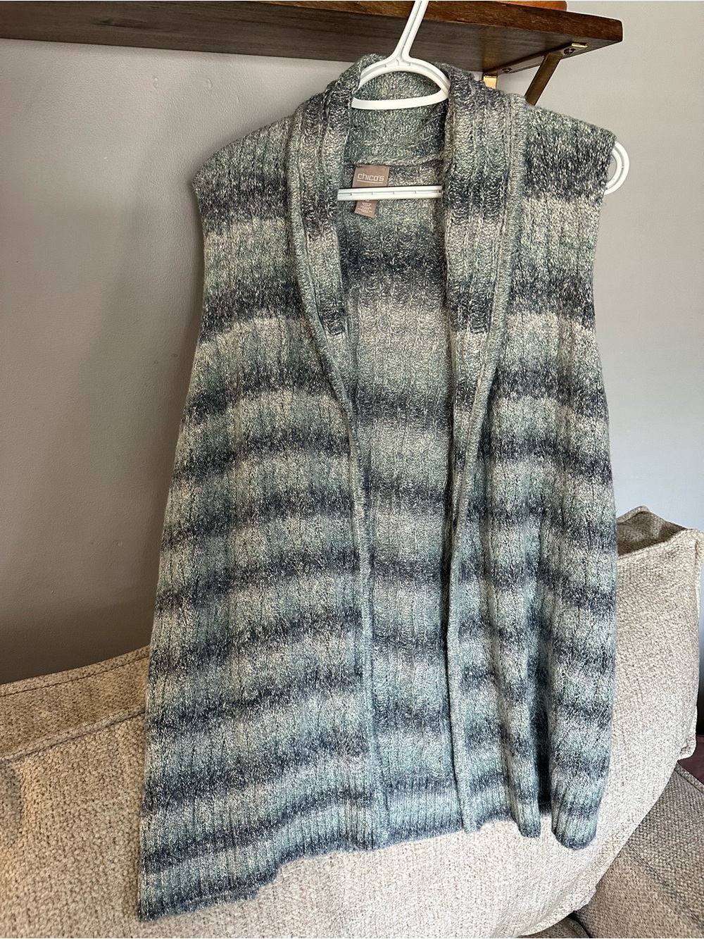 Chico's Gray Ombre Open-Front Knit Vest
